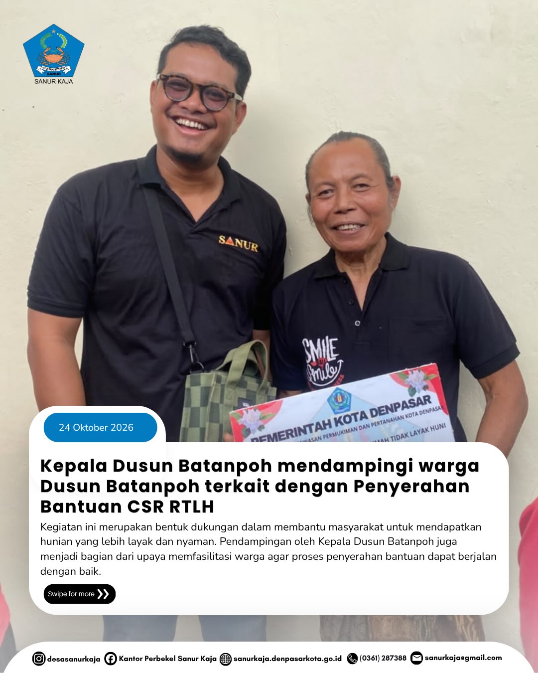 Kepala Dusun Batanpoh mendampingi warga Dusun Batanpoh terkait dengan Penyerahan Bantuan CSR RTLH
